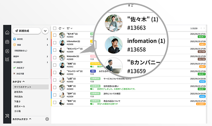 メールや電話、チャットなど窓口が増え、情報がバラバラに・・・。